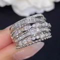 Huitan Wide Cocktail Ring – Multi-Layer CZ Pave Women's Ring Cocktail Ring Axl T0809 10