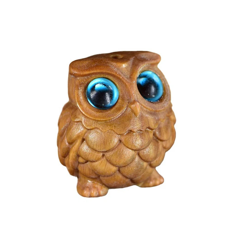 Mini Wood Carved Owl Pendant – Green Sandalwood DIY Ornament Wood Carved Ornament Axl