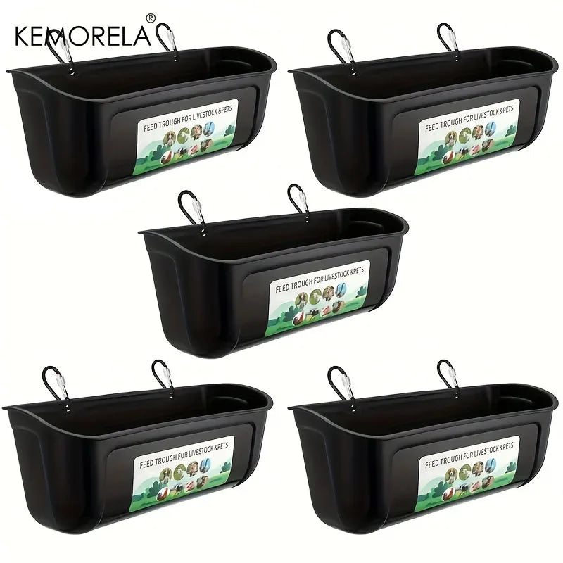 Large Chicken Feeders & Waterers with Clips – 4.5 Qt, 1/3/5 Pk Poultry Feeder Waterer Axl Black 5PCS