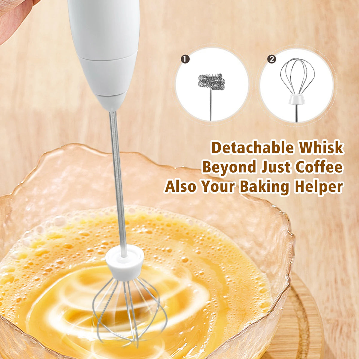 Handheld Milk Frother – 2/3 Whisks, Rechargeable Foam Maker Handheld Milk Frother Axl