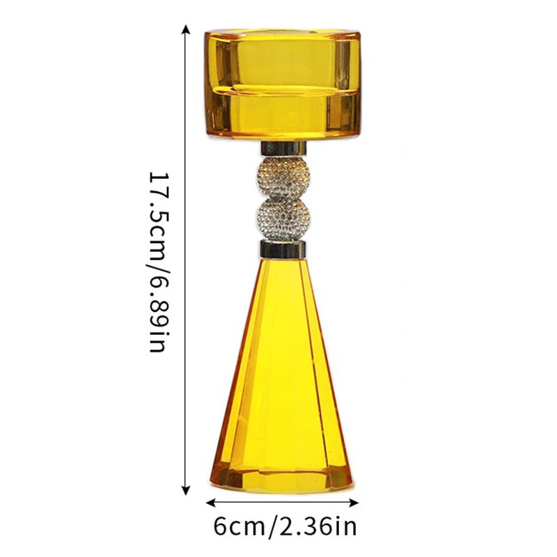 Crystal Glass Candle Holder – Luxury Elegant Candlestick Crystal Candle Holder Axl Yellow-17.5CM