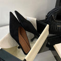 Women's Pointed Toe Mule Slides | Elegant Mid Heel Dress Shoes Mid Heel Mule Slides Axl 34 black