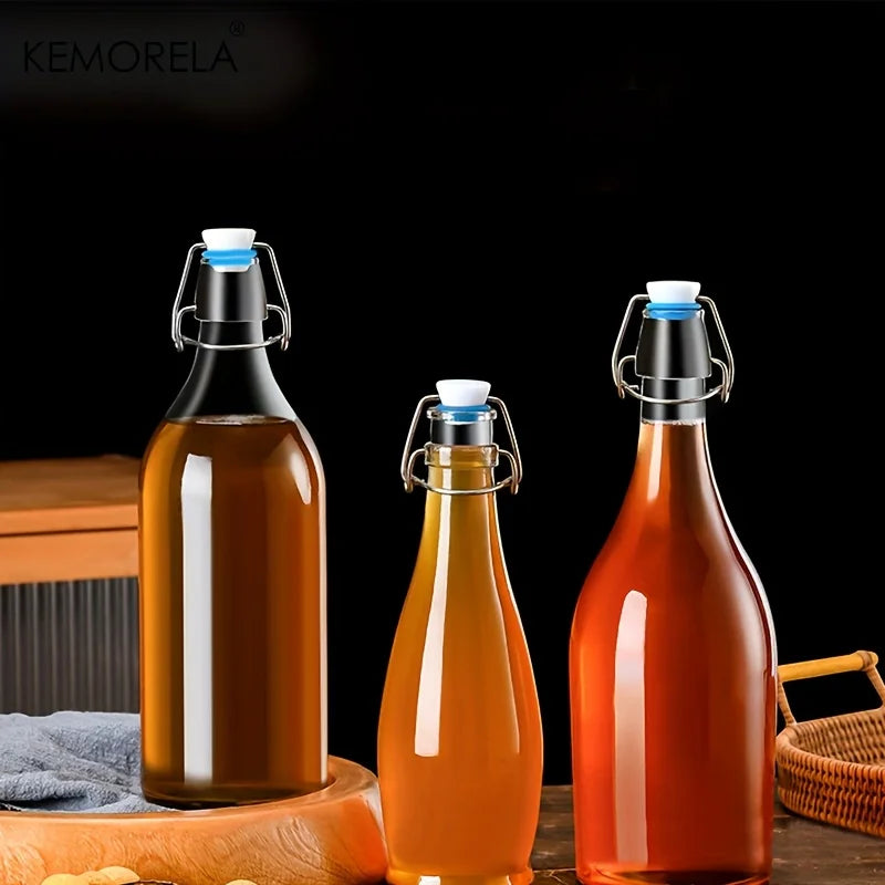 Frosted Glass Bottle 500ml/750ml – Airtight Flip Lock Brewing Jar Glass Brewing Bottle Axl
