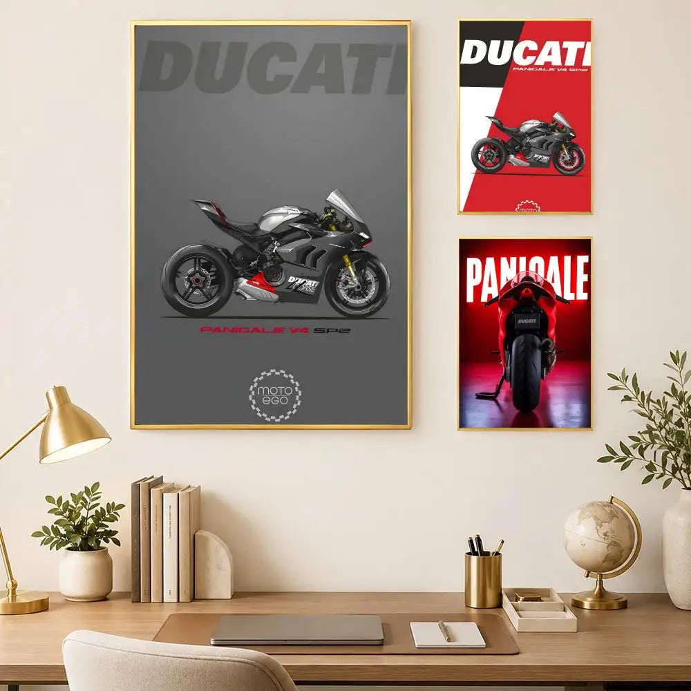 Ducati Motorcycle HD PVC Wall Poster – Self-Stick Waterproof Wall Art Poster Axl