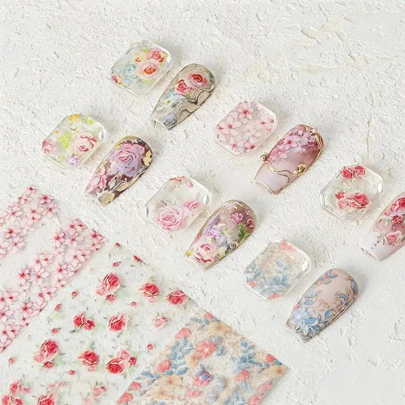 Floral Rose Nail Transfer Foil Stickers – DIY Nail Art Wraps Nail Art Stickers Axl
