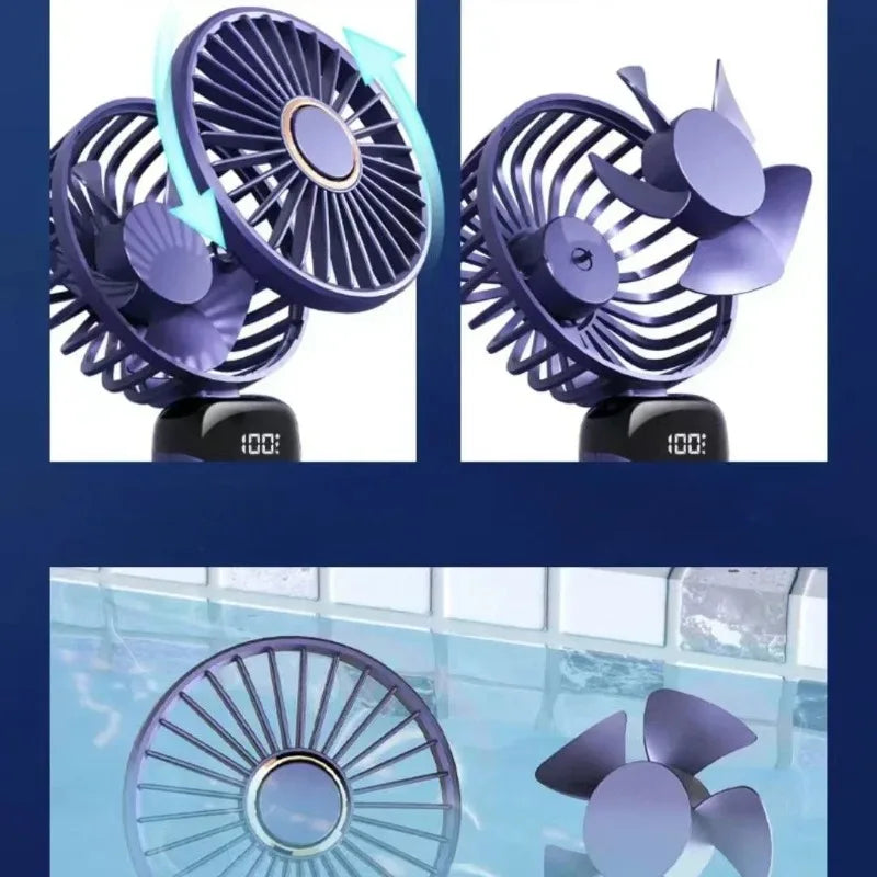 Portable Rechargeable Fan – LED Display, 5 Speeds, 90° Tilt Portable Desk Fan Axl