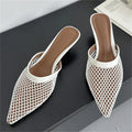 Women's Mesh Mule Sandals – Pointed Toe Low Heel Slingback Mule Sandals Axl White 36