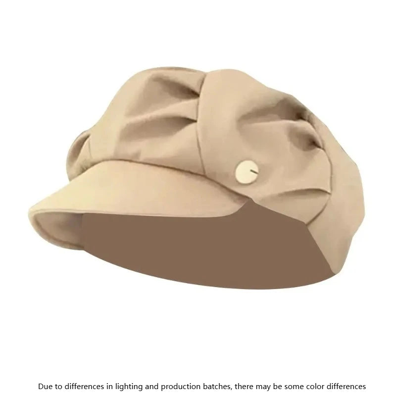 Layered Octagonal Newsboy Hat – Breathable Pleated Beret Unisex Newsboy Beret Hat Axl Khaki-1pcs
