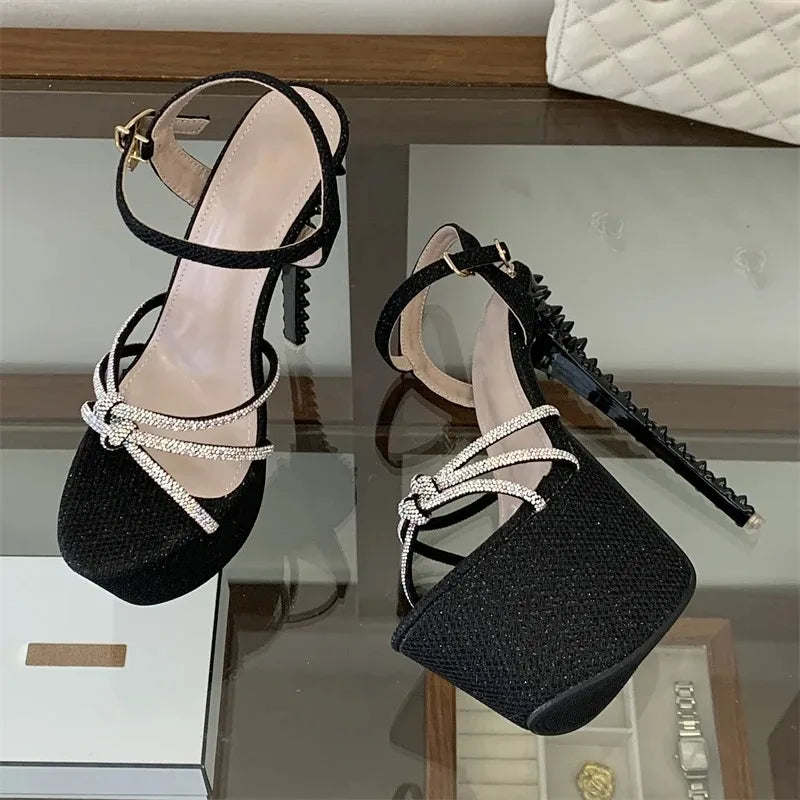 Women's Crystal Rivet High Heel Sandals – Party Pumps High Heel Sandals Axl
