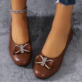 Women's Bow Flat Loafers – Elegant Slip-On Dress Shoes Women's Flat Loafers Axl Dark Brown 39