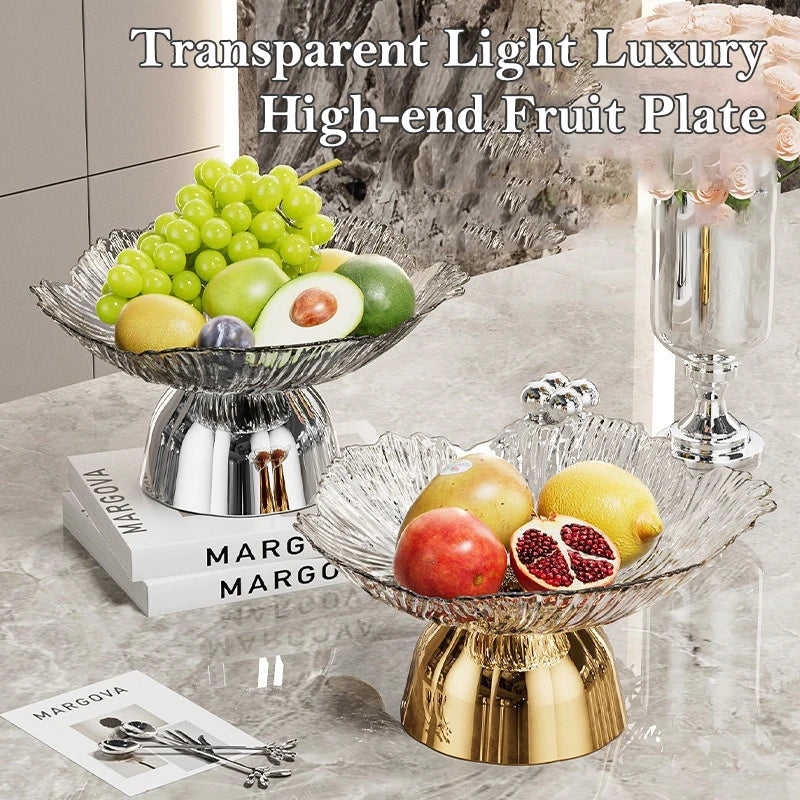 Transparent High-Foot Fruit Plate – Luxury Snack Display Tray Fruit Display Tray Axl
