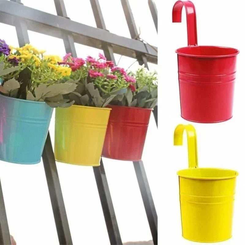 Iron Wall Hanging Flower Pot with Hook – Balcony Planter Wall Hanging Planter Axl