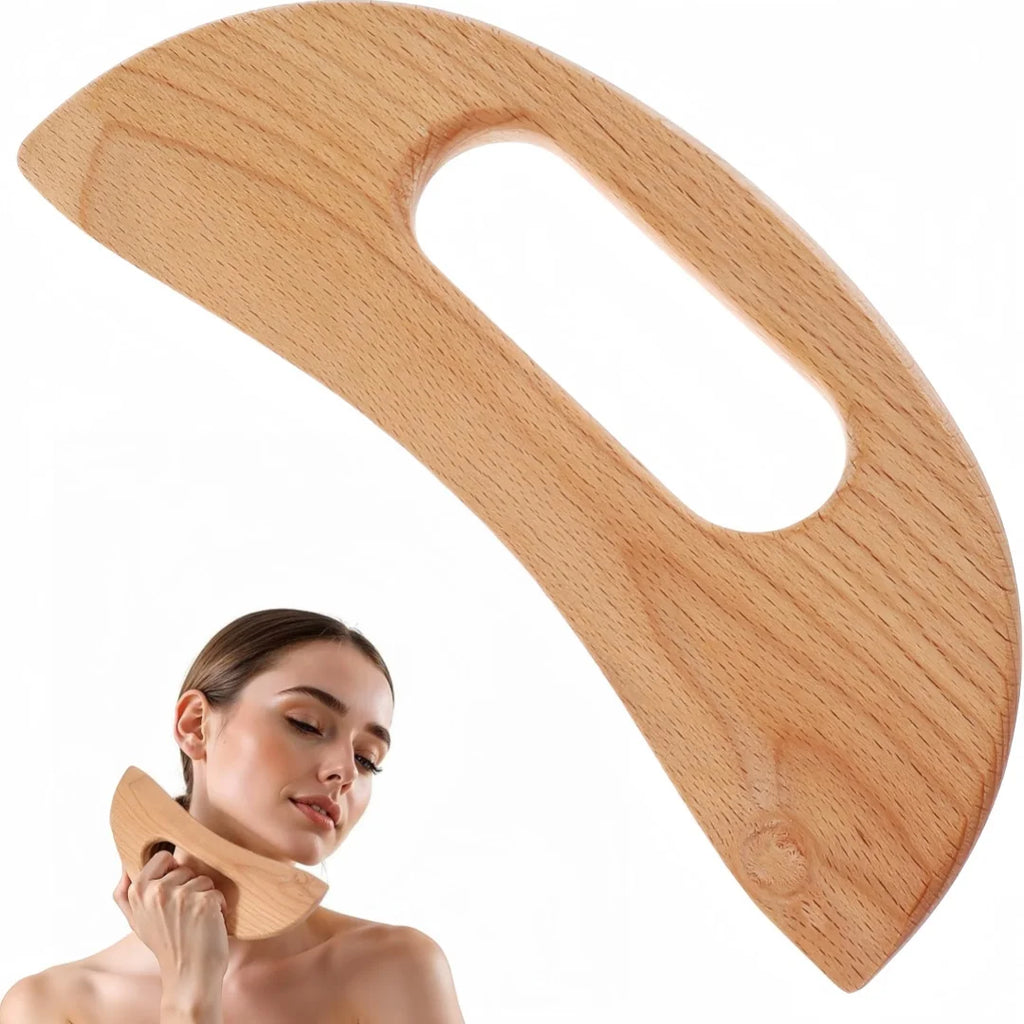 Moon Shape Wooden Gua Sha Board – Beechwood Body Massager Gua Sha Massager Axl