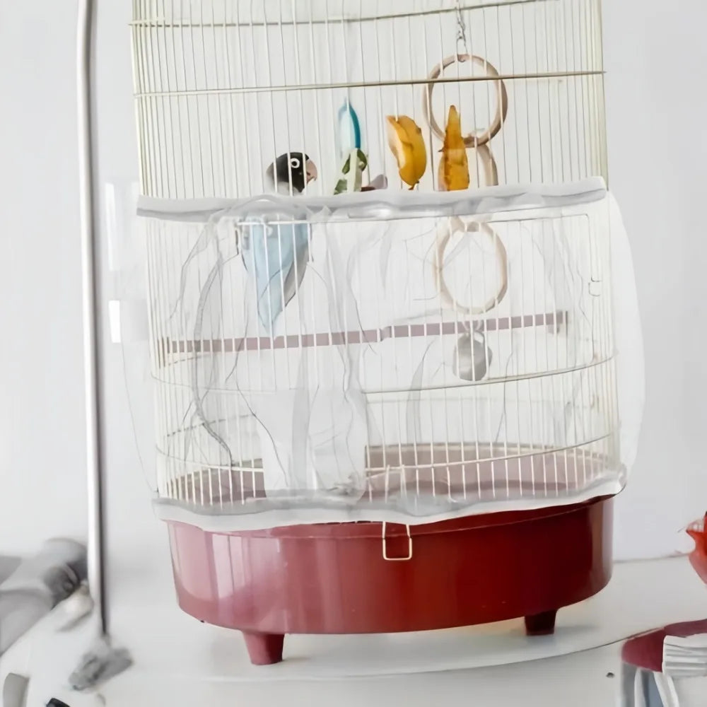 Bird Cage Mesh Cover Skirt – Anti-Spill Net for Parrots Bird Cage Accessory Axl