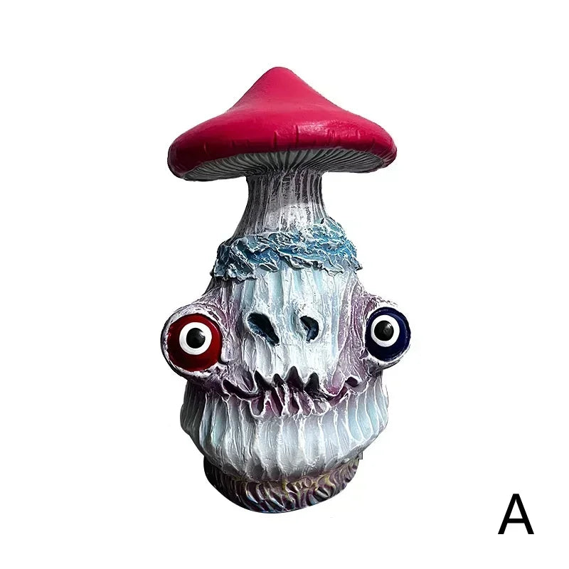 Resin Monster Skull Mushroom Figurine – Home & Garden Decor Resin Decorative Figurine Axl Light Grey