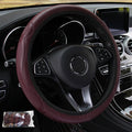 Universal Leather Steering Wheel Cover – Anti-Slip 38cm Steering Wheel Cover Axl Wine red