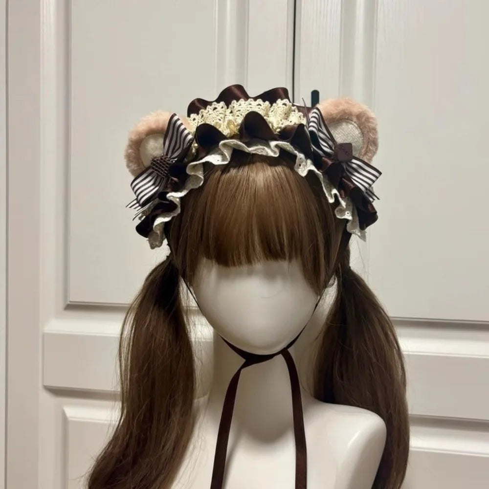 Gothic Lolita Wings Lace Headband – Ruffled Rivet Hairband Lace Hair Headband Axl Style 5