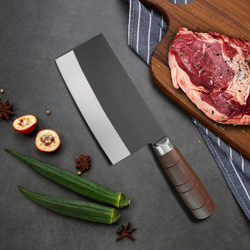 Forged Stainless Steel Cleaver – Wood Handle Chef Knife Kitchen Cleaver Knife Axl