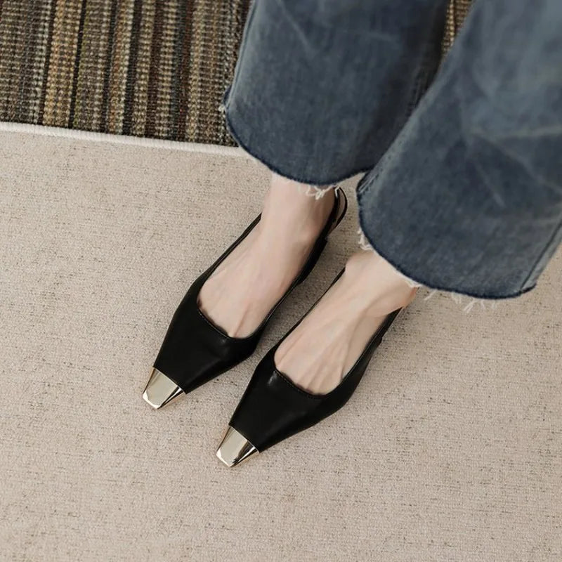 Wide Size Square Toe High Heel Sandals – Metal Detail Buckle High Heel Sandals Axl