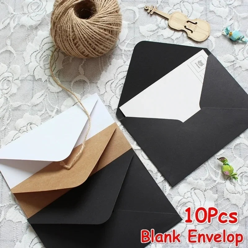 10-Pack Retro Kraft Paper Envelopes – Black, White & Brown Kraft Paper Envelopes Axl