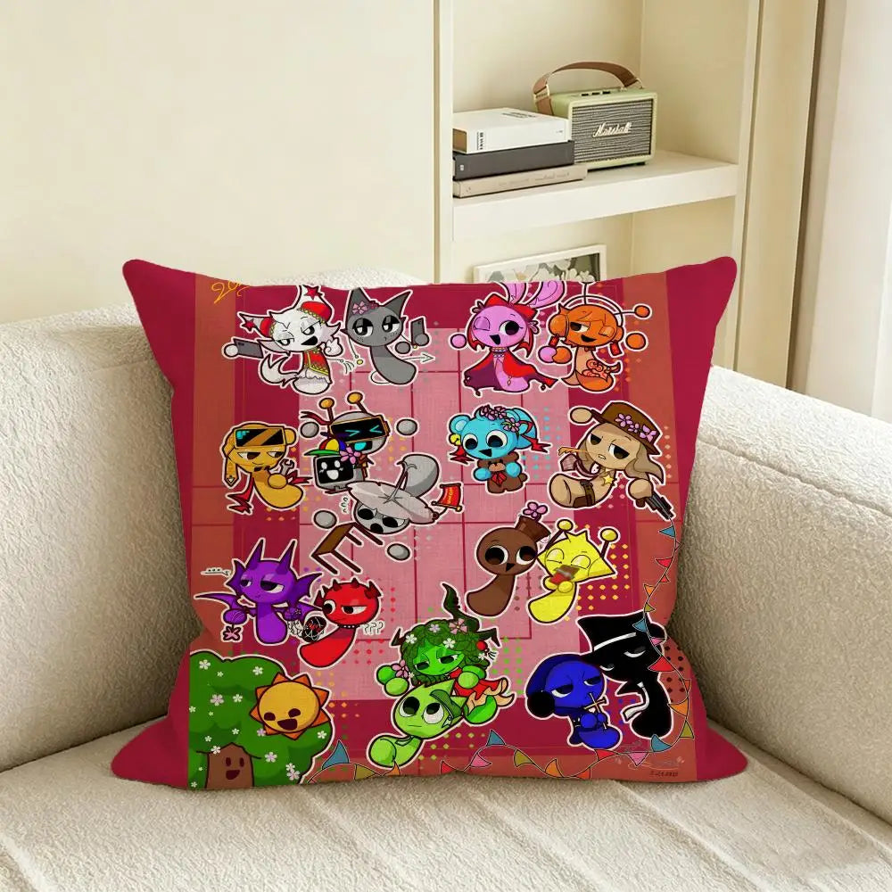 Sprunki Incredibox Linen Cushion Cover | Sofa & Bedroom Décor Decorative Cushion Cover Axl White6 50X50cm