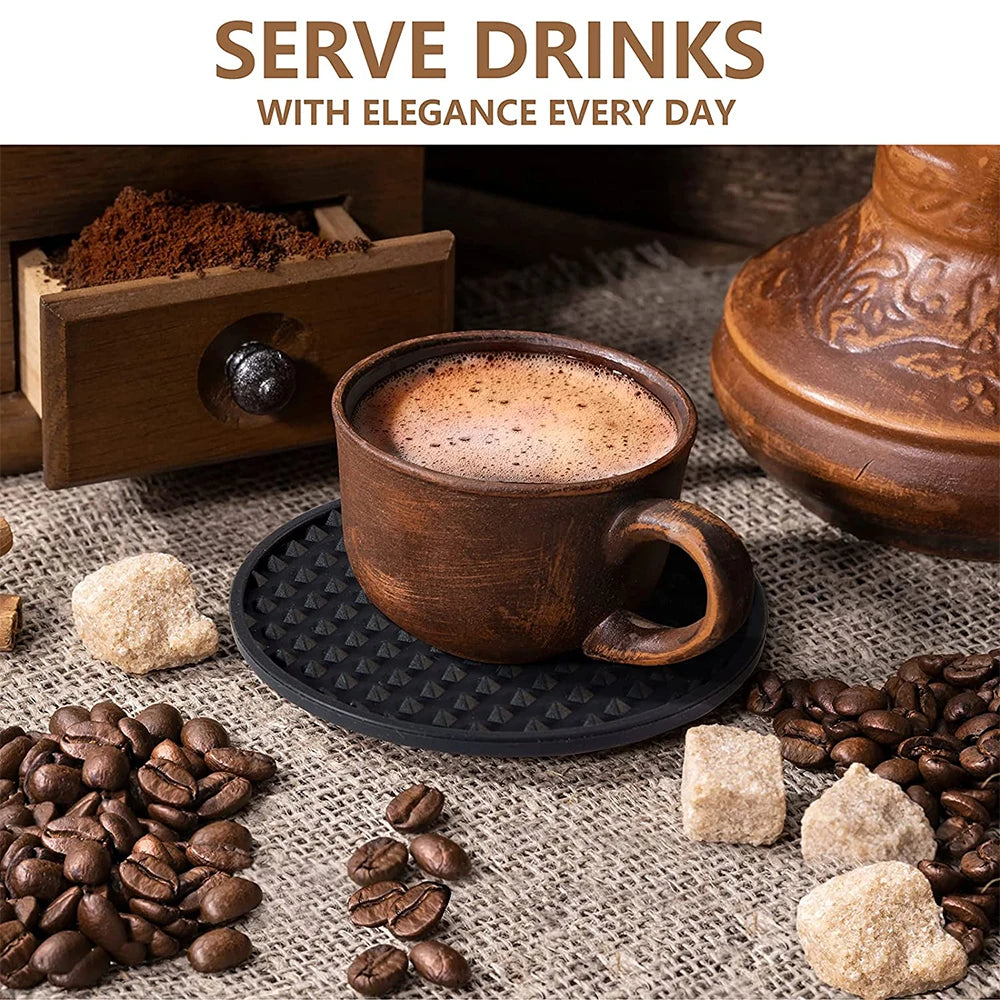 Silicone Drink Coasters with Holder 6/7 Pcs – Non-Slip Set Drink Coaster Set Axl