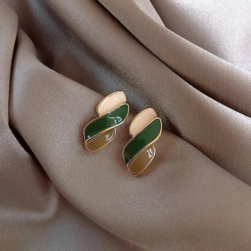 Huitan Three-Color Geometric Stud Earrings for Women Stud Earrings Axl