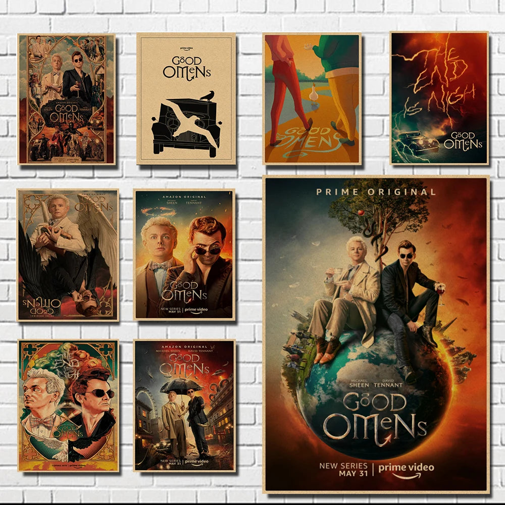 Good Omens TV Show Vintage Kraft Paper Poster | Unframed Wall Art Vintage Wall Poster Axl