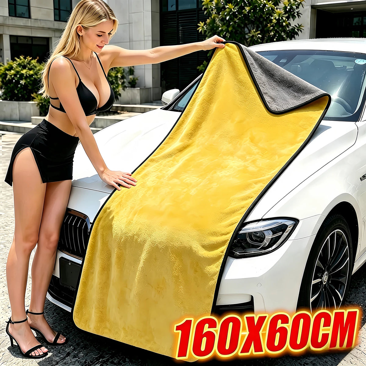 Large Microfiber Car Drying Towel 160x60cm | Super Absorbent Car Drying Towel Axl