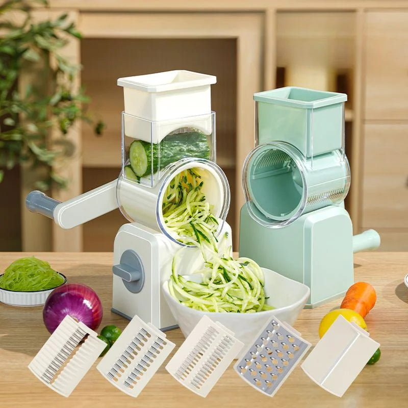 Rotary Drum Vegetable Slicer – Manual Hand Crank Grater & Chopper Rotary Vegetable Slicer Axl