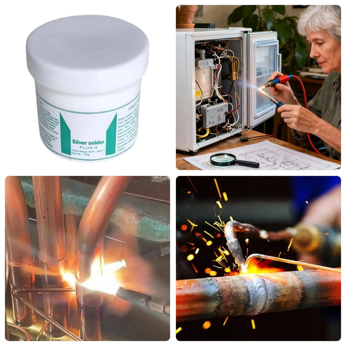Soldering Flux 100g Silver Copper Welding Powder – HVAC & Fridge Soldering Flux Powder Axl