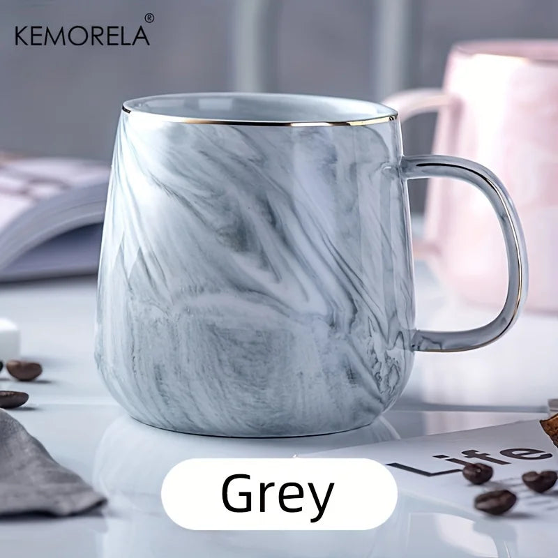 KEMORELA 400ml Gold-Rimmed Ceramic Coffee Mug | Holiday Gift Ceramic Coffee Mug Axl Grey 301-400ml