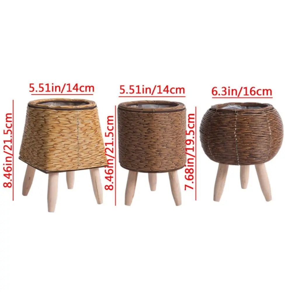 Rattan Woven Flower Pot with Removable Legs | Nordic Plant Stand Woven Plant Stand Axl