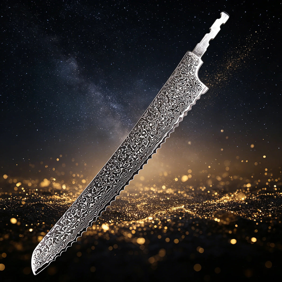 Damascus Steel Bread Knife Blank Blade – DIY Hand Forged Knife Blank Blade Axl