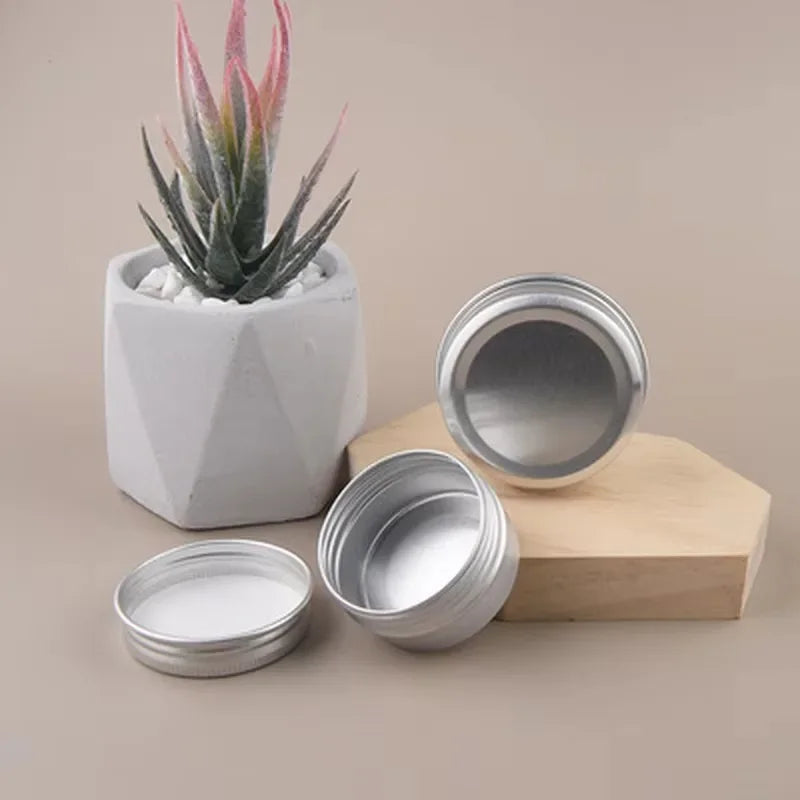 10-Pack Round Aluminum Tin Cans 100g Screw Lid Storage Jars Tin Storage Containers Axl