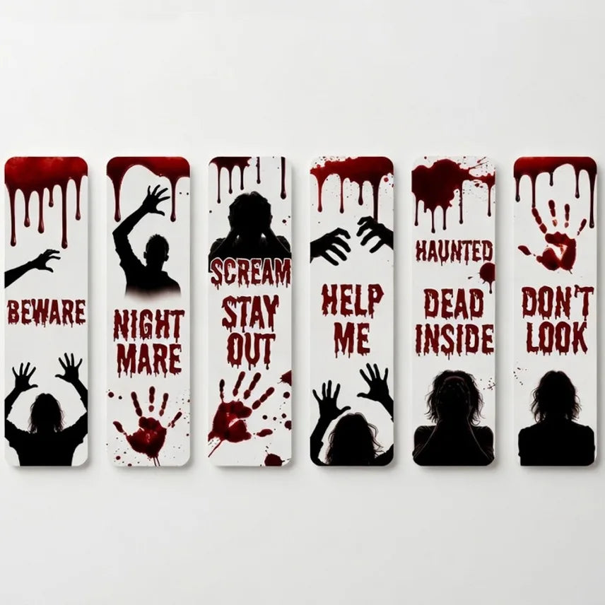Halloween Horror Paper Bookmarks – Spooky Crime Scene Set Novelty Paper Bookmarks Axl STYLE C -24PCS