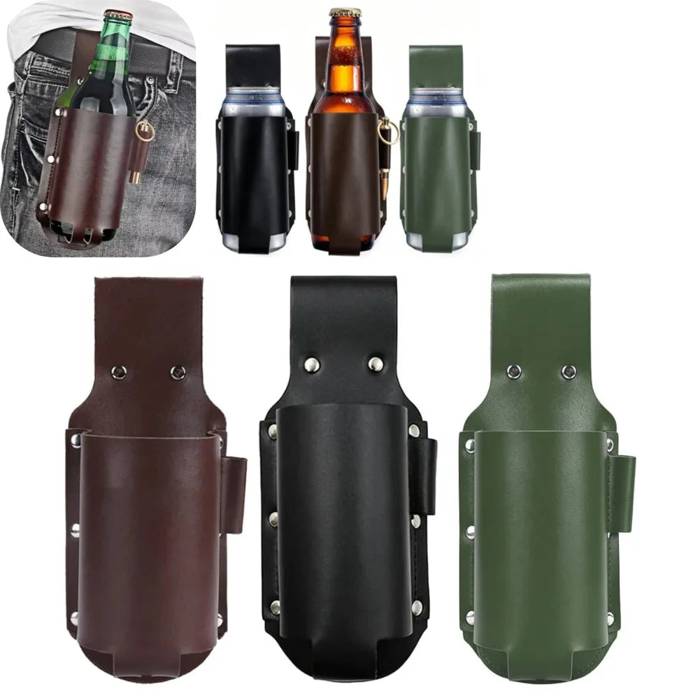 PU Leather Beer Holster Belt Bag – Hands-Free Bottle Holder Beer Holster Belt Bag Axl