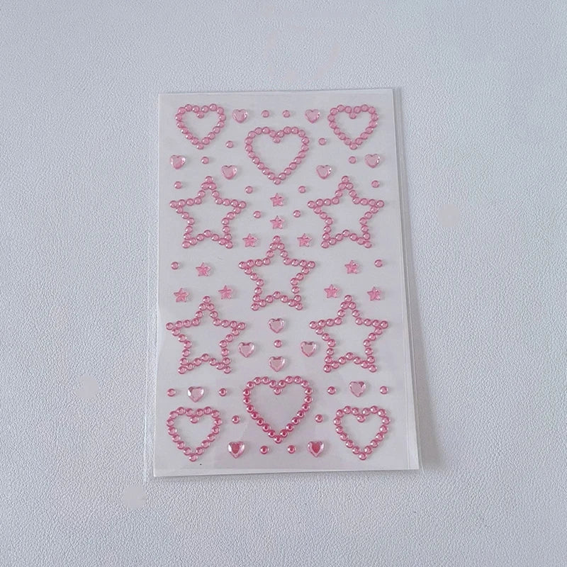3D Star & Heart Rhinestone Stickers – Kids DIY Craft Decor Rhinestone Craft Stickers Axl Pink