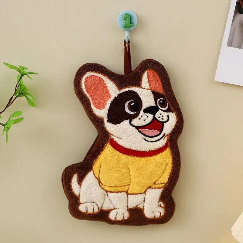 Cute Puppy Cartoon Hand Towel – Quick-Dry Coral Fleece Cartoon Hand Towel Axl A1