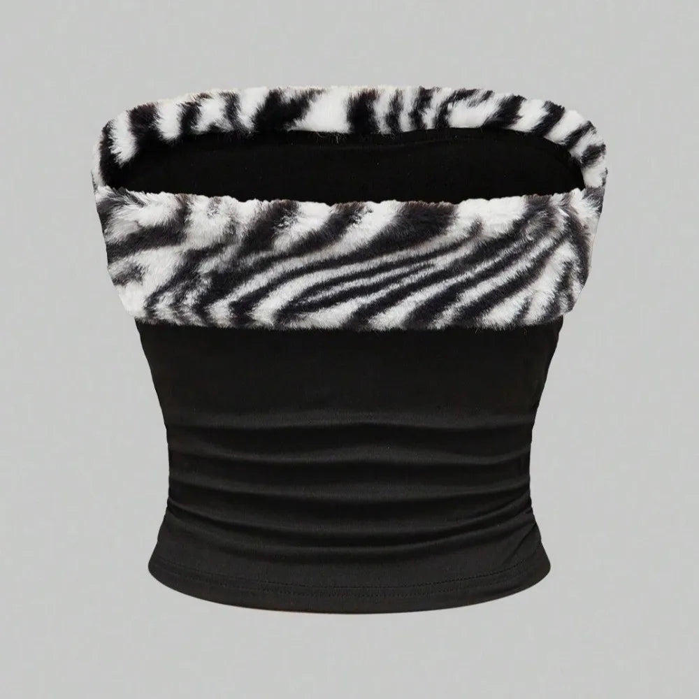 Y2K Crystal Letter Strapless Crop Top | Leopard Bandeau Bandeau Crop Top Axl