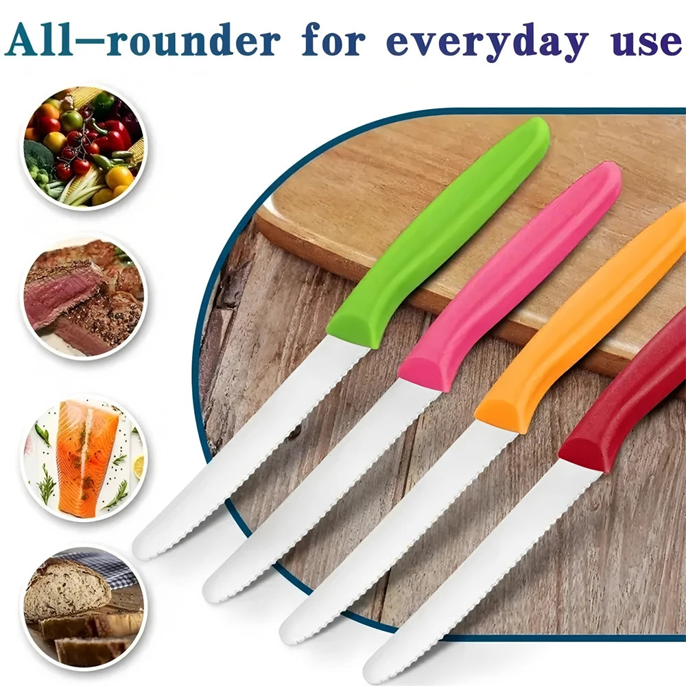 Serrated Steak Knives Set 6/12 PCS – Round Tip Kitchen Knife Kitchen Knife Set Axl