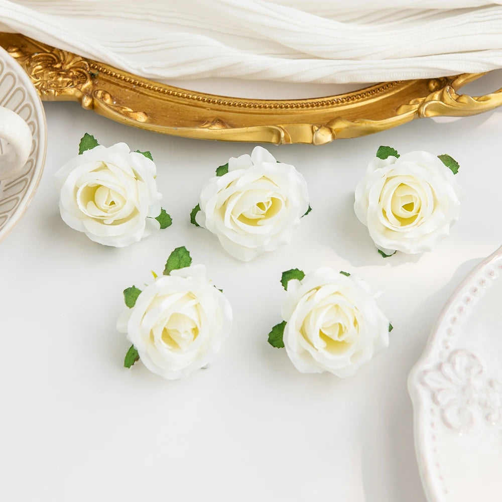 Silk Rose Heads for Weddings, Wreaths & DIY Crafts – 20/40 Pcs Artificial Silk Flowers Axl WHITE 40 pcs