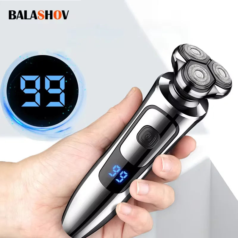 BALASHOV Men's Rechargeable Rotary Electric Shaver 3D Float Electric Rotary Shaver Axl black
