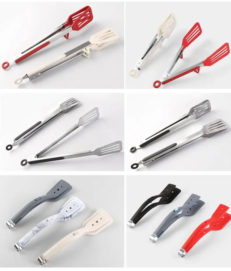 Stainless Steel Kitchen Tongs Set – Silicone Anti-Slip Clamps Kitchen Tongs Set Axl