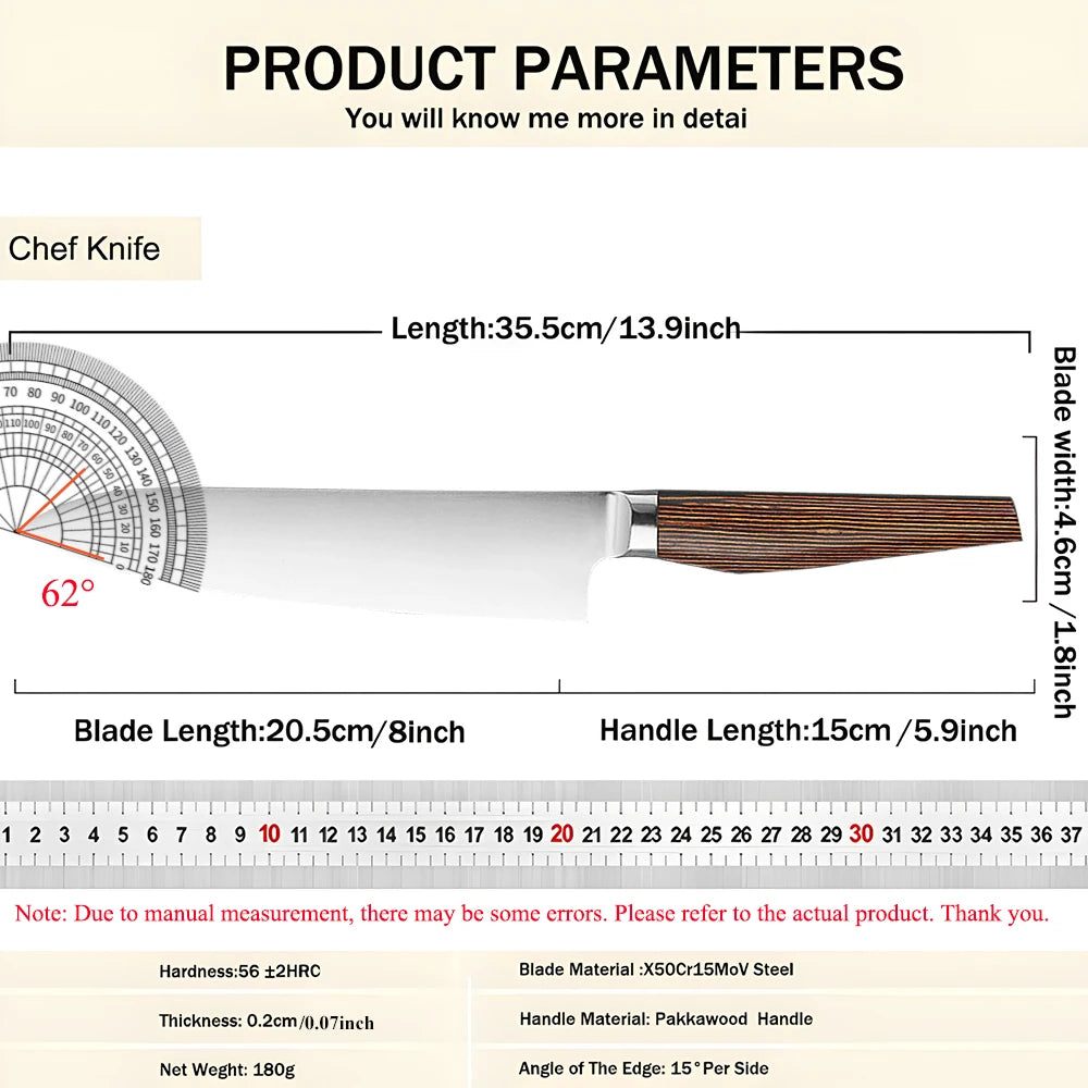 Professional Chef Knife – Sharp Stainless Steel Non-Slip Handle Chef Knife Axl