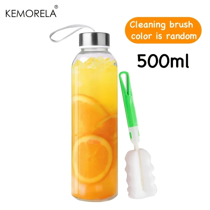 KEMORELA Glass Water Bottle with Strap 500/750/1000ml Glass Water Bottle Axl 500ML 500-1000ML