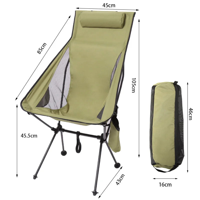 Westtune Folding Camping Chair with Headrest | Aluminum Frame Folding Camping Chair Axl green