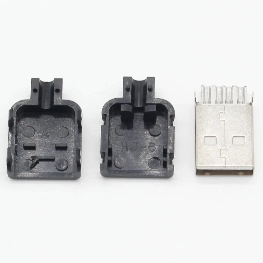 DIY USB 2.0 Type-A Male Connector 4-Pin Plastic Shell – 10 Pack USB Connector Axl