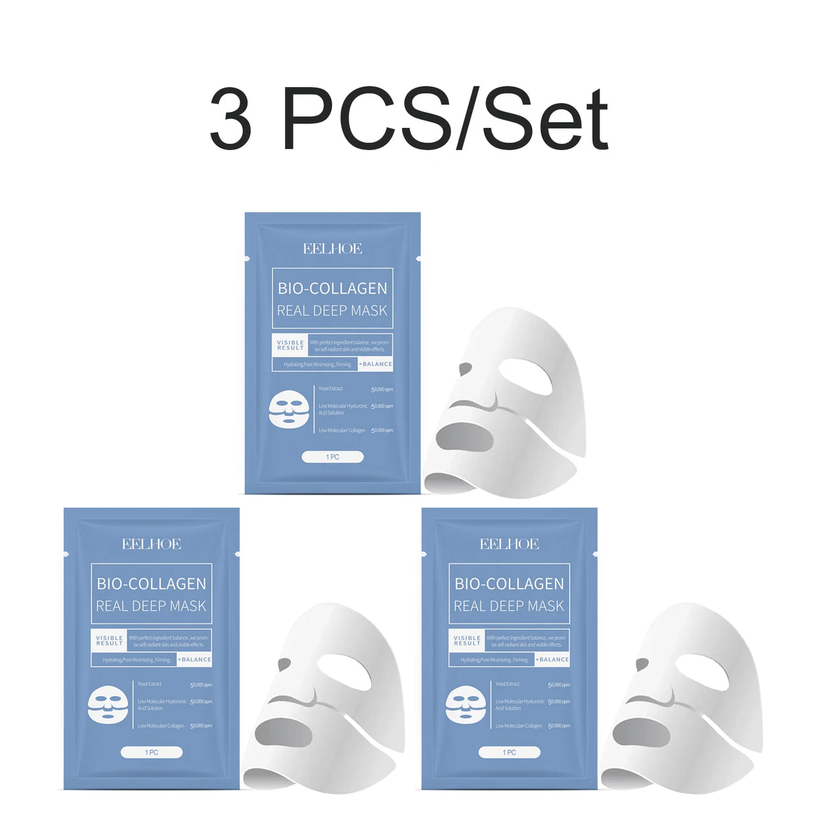 Bio Collagen Deep Face Mask – Hydrating, Firming & Brightening Collagen Face Mask Axl 3PCS Mask