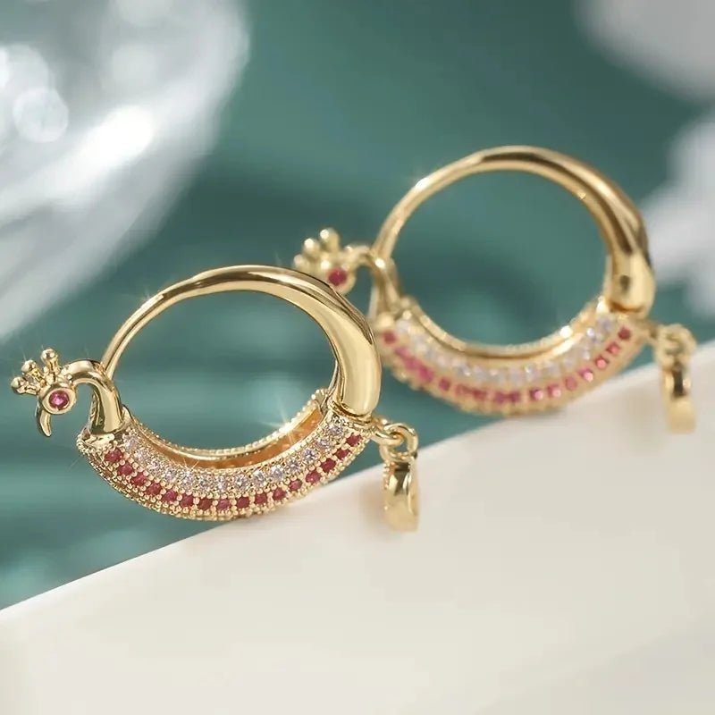 Huitan Cubic Zirconia Hoop Earrings – Geometric Women's Jewelry Hoop Earrings Axl
